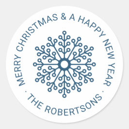 Enkelt Teal Snowflake-Märkre Rund Sticker Runt Klistermärke