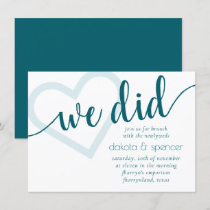 Enkelt Teal vi gjorde   Grönt Heart Newlyed Brunch Inbjudningar