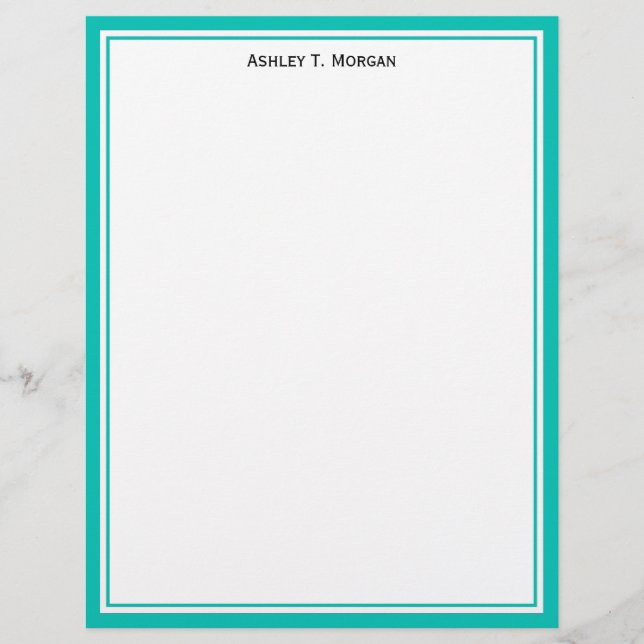 Enkelt Teal White Personlig Letterhead (Framsida)
