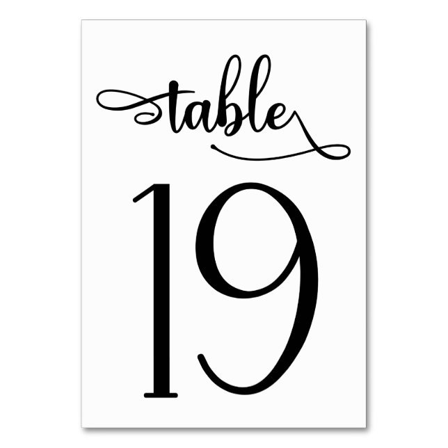 Enkelt tecken | 3,5 x 5 bordsnummer | Bord 19 (Baksidan)