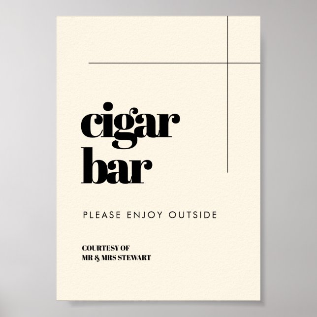 Enkelt tecken för elegant och chic bröllop Cigar P Poster (Framsidan)