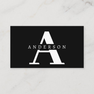 Enkelt teckensnitt Monogram Svart Visitkort