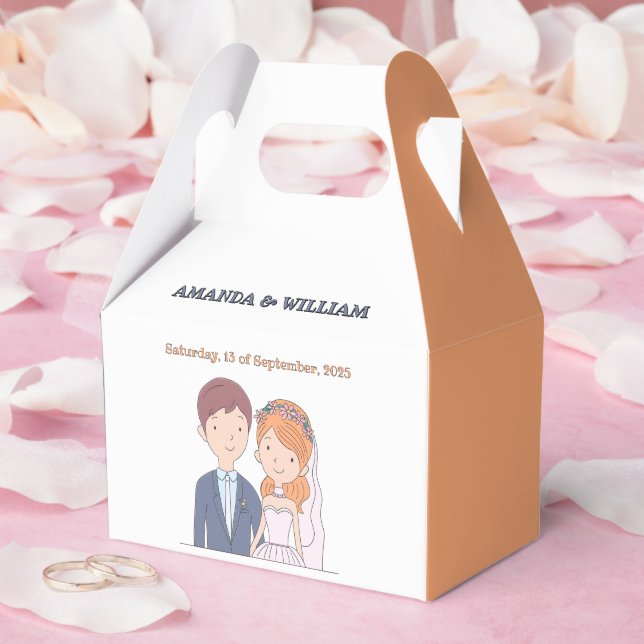 Enkelt, Tecknad-Ike Spouses Illustration Bröllop Presentaskar (Bröllop)