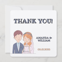 Enkelt, Tecknad-Ike Spouses Illustration Bröllop Tack Kort