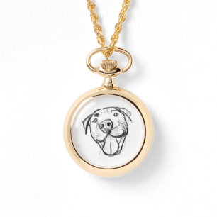 Enkelt teckning-hundälskare svart vitt armbandsur