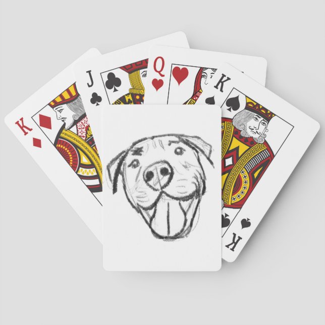 Enkelt teckning-hundälskare svart vitt casinokort (Baksidan)