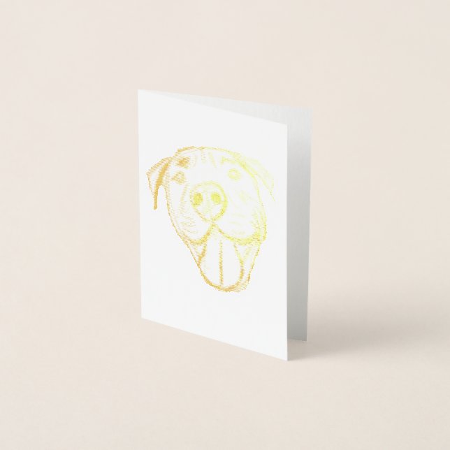 Enkelt teckning-hundälskare svart vitt folierat kort (Framsida)