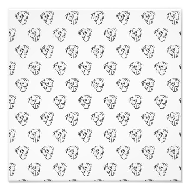 Enkelt teckning-hundälskare svart vitt fototryck (Framsidan)