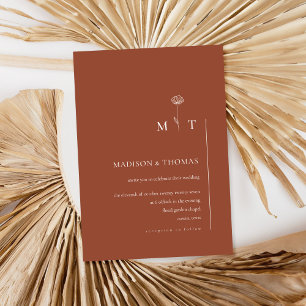 Enkelt Terracotta Minimal Chic Bröllop Inbjudningar