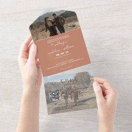 Enkelt Terracotta-Trendig QR-kod OSA Bröllop