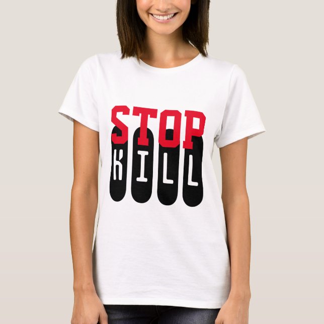 Enkelt textdesign "STOP-DÖDA" T-shirt (Framsida)