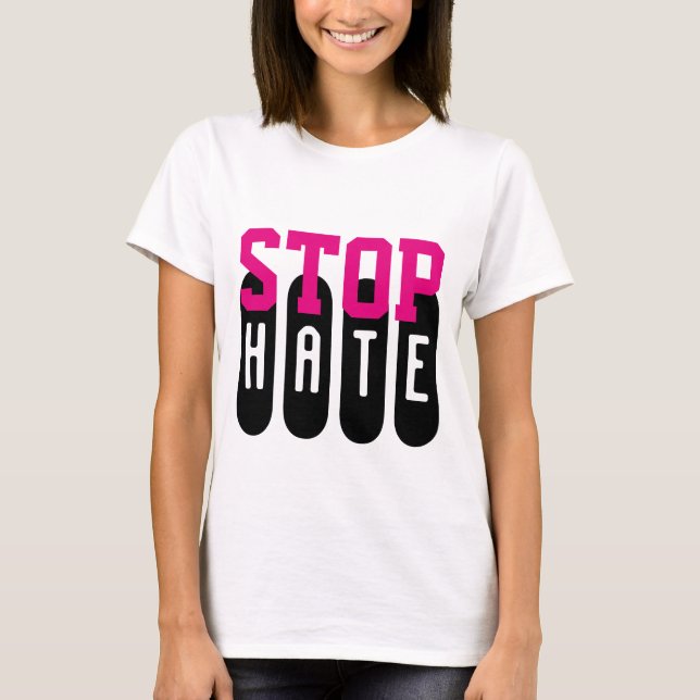 Enkelt textdesign "STOP HATE" T-shirt (Framsida)