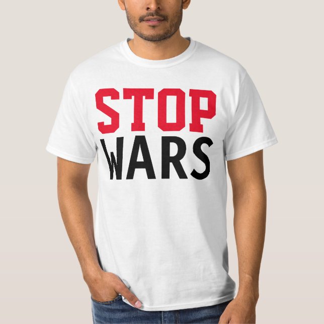 Enkelt textdesign "STOP KRIG" T-shirt (Framsida)
