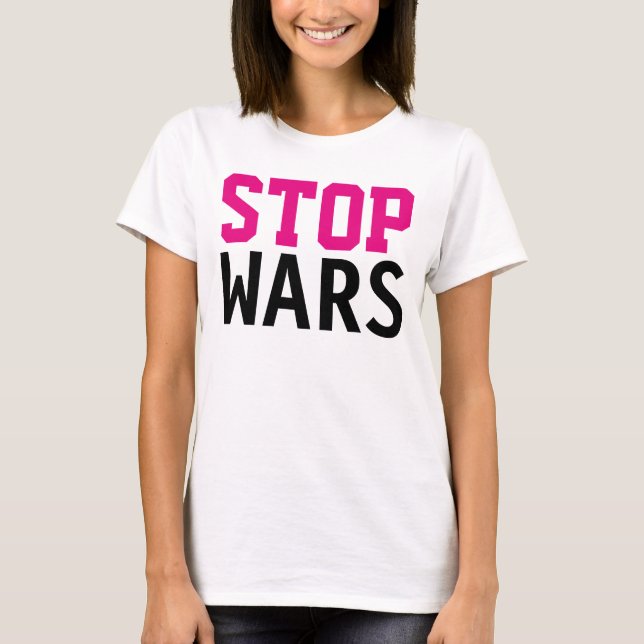 Enkelt textdesign "STOP KRIG" T-shirt (Framsida)