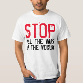 Enkelt textdesign "STOPPA ALL KRIG" T-shirt
