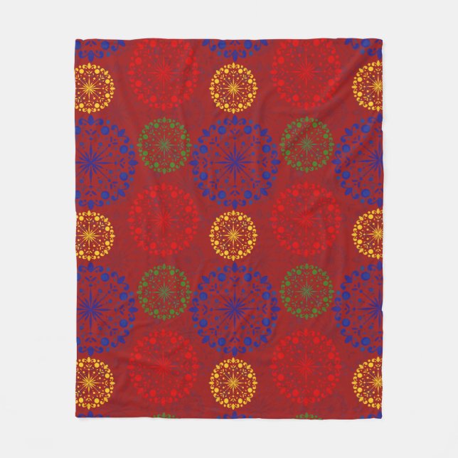 Enkelt texturerad snowy mandala fleecefilt (Framsidan)