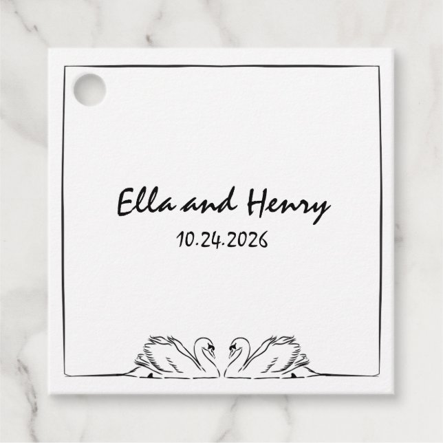 Enkelt tids handskriven Svan-Avslappnad Bröllop Gåvor Etiketter (Framsida)