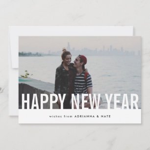 Enkelt tillfälligt chic gott nytt årfoto julkort