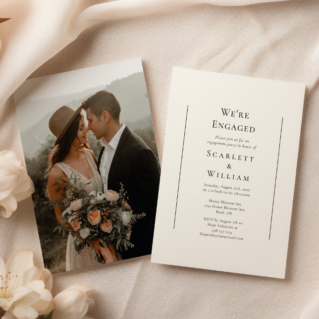 Enkelt, traditionellt, minimalt foto Vi är engager Inbjudningar (Skapare uppladdad)