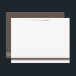 Enkelt tre Rand Brown Manar Stationery Anteckningskort<br><div class="desc">Den här utformningen har tre rand vid grund på kortet och utrymme för ett namn. Klicka på knappen Anpassa om du vill flytta/ bilder och ändra texten ytterligare! Det finns variationer i denna utformning, ytterligare färg och samordnade produkter i vår butik, zazzle.com/store/doodlelulu. Kontakta oss om du behöver den här designen...</div>