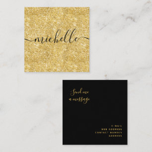Enkelt Trendig Guld Glitter Black Script Namn Fyrkantigt Visitkort
