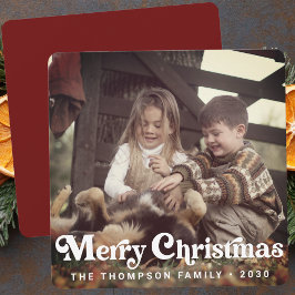 Enkelt Trendig Retro Typography Photo Jul Julkort