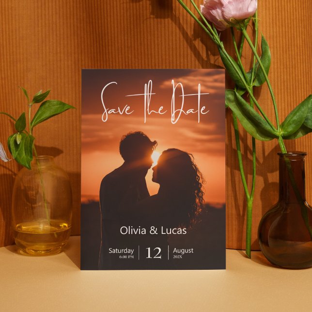 Enkelt Trendig Sol-fotospara datumet Bröllop Inbjudningar (Sunshine Photo Save The Date Wedding Invitation)