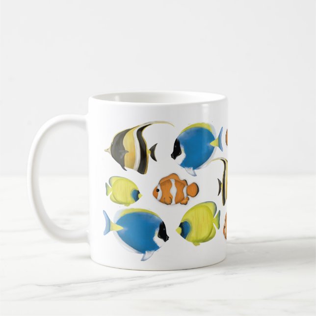 Enkelt Trendig Tropical Fish Ocean Minimalist Kaffemugg (Vänster)