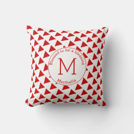 Enkelt triangel Geometric Brick Red White Monogram Kudde