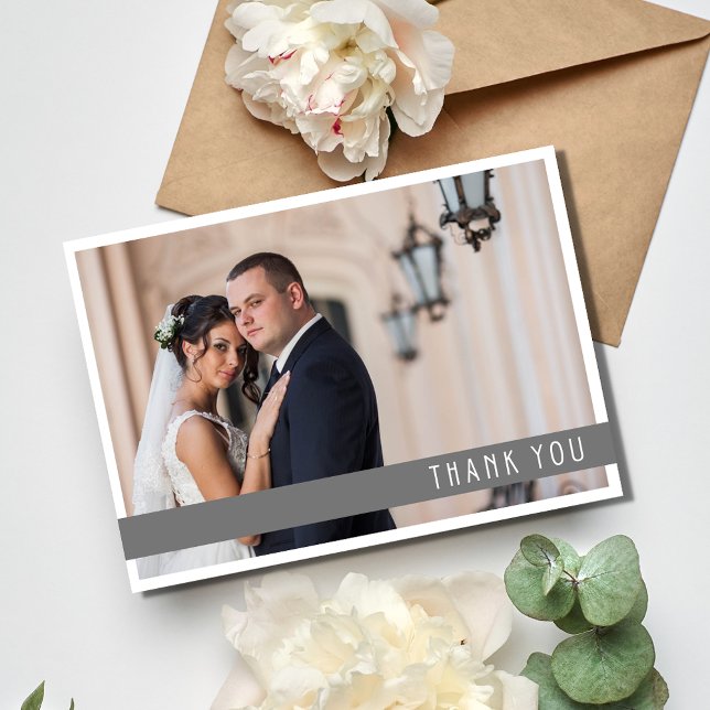 Enkelt två foto Bröllop Tack (Simple Two Photo Wedding Thank You Card)
