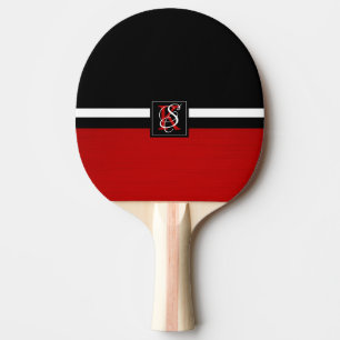Enkelt två ton svart och röd Initialer Monogram Pingisracket