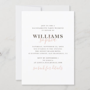 Enkelt typografi-bachelorette-parti helg inbjudningar