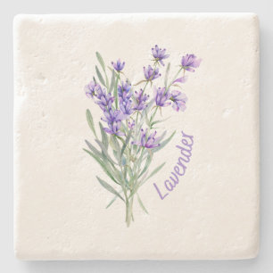 Enkelt Underlägg, Lavender vattenfärgsblomma Stenunderlägg