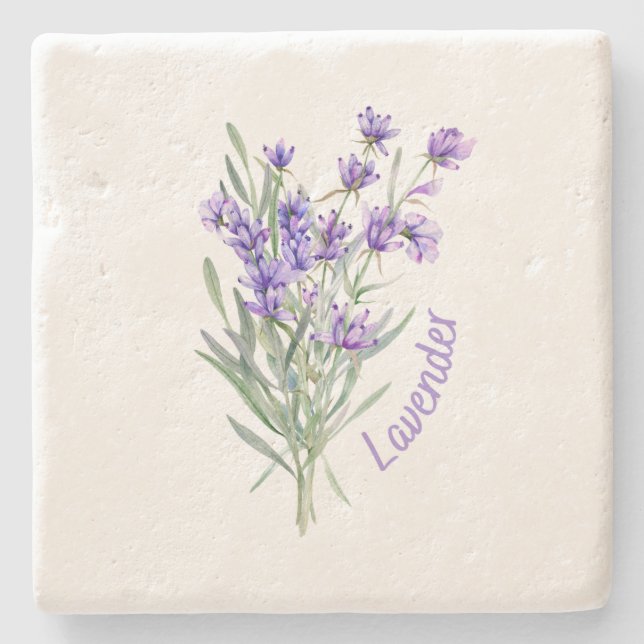 Enkelt Underlägg, Lavender vattenfärgsblomma Stenunderlägg (Framsidan)