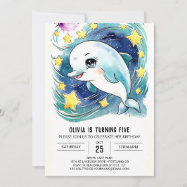 Enkelt undervattensdelfinfödelsedag inbjudningar