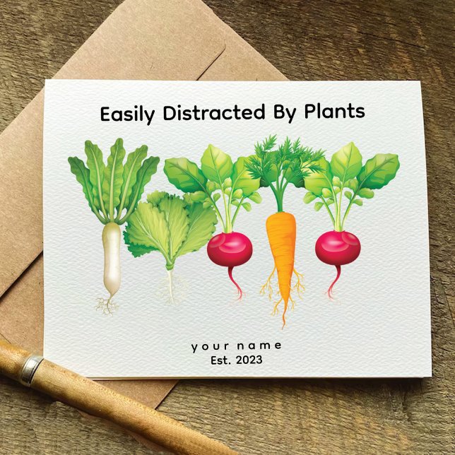 Enkelt uppdelad efter anläggning | Friska vegankor Inbjudningar (Easily Distracted By Plant | Healthy vegan Card)