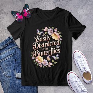 Enkelt uppdelat av Butterflies Blommigt Shirt T