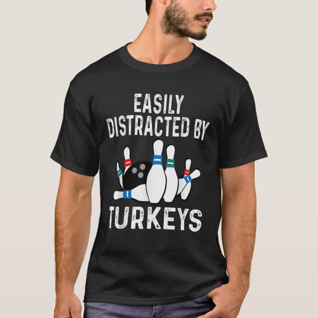 Enkelt uppdelat av turkey Bowling Ball Stift Sho T Shirt (Framsida)