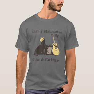 Enkelt uppdelat efter katter och gitarr t shirt