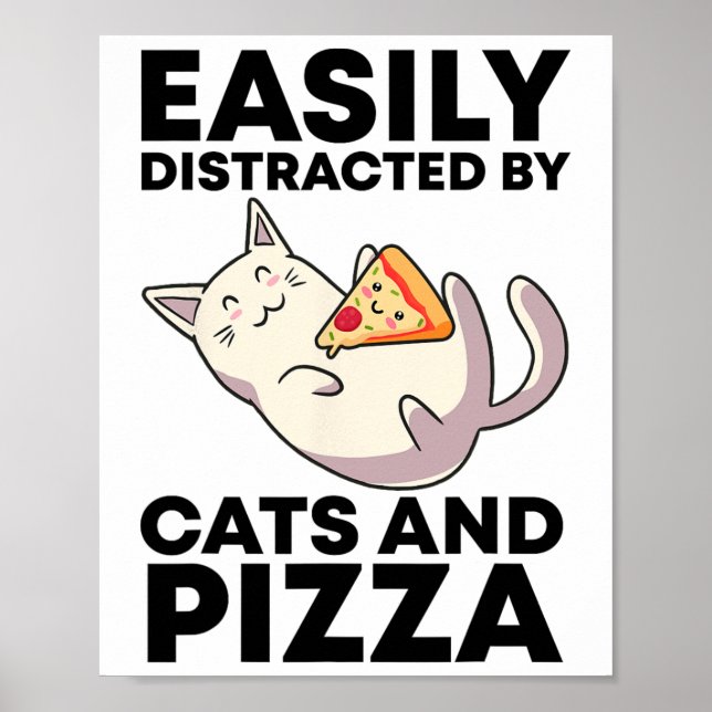 Enkelt uppdelat efter katter och Pizza Kawaii Cat  Poster (Framsidan)