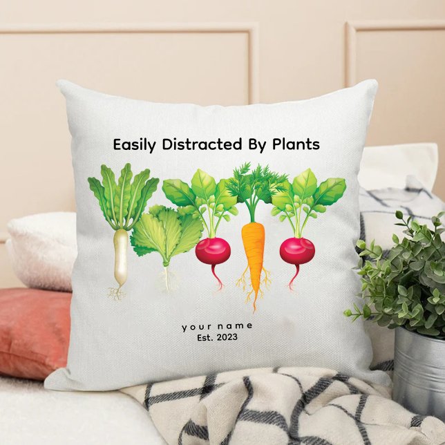 Enkelt uppdelat efter växt/Coola Vegans Kudde (Easily Distracted By Plant / Cool Vegans Throw Pillow)