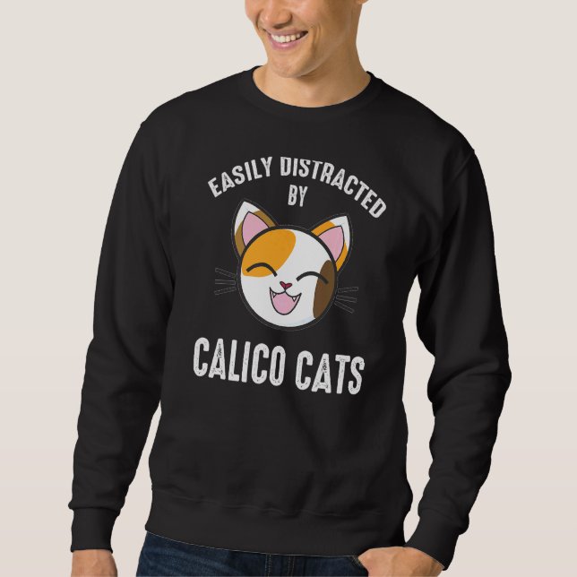 Enkelt utspridd av Calico Cats Calico Calico Cat 1 Lång Ärmad Tröja (Framsida)