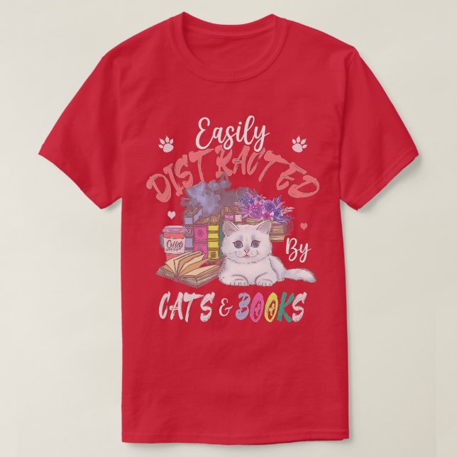 Enkelt utspridd av Cat BookCat Owner Bok Kärlek T Shirt (Design framsida)