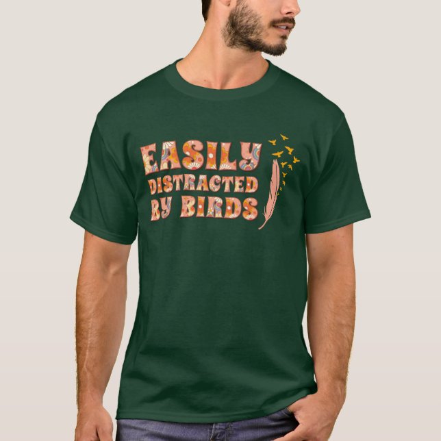 Enkelt utspridd av fågel Bird Älskare kompis retro T Shirt (Framsida)
