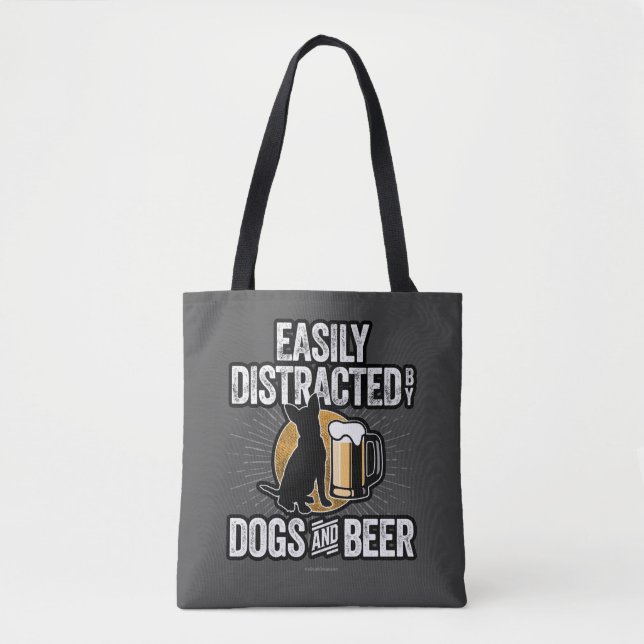 Enkelt utspridd av Hundar och Beer Tote Bag Tygkasse (Framsida)