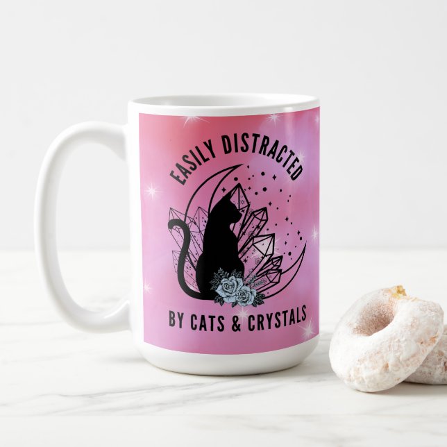 Enkelt utspridd av katter och Crystals Boho Kaffemugg (Med munk)