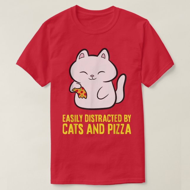 Enkelt utspridd av katter och Pizza Kawaii-katter T Shirt (Design framsida)