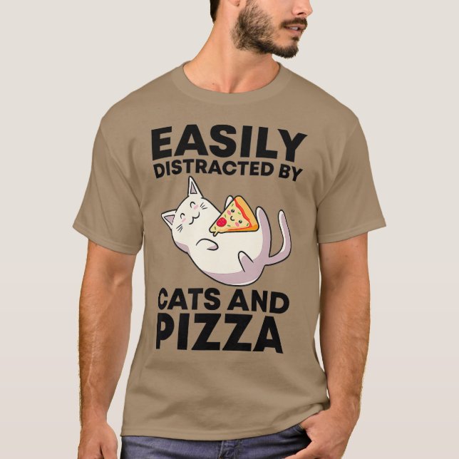 Enkelt utspridd av katter och Pizza Kawaii-katter T Shirt (Framsida)