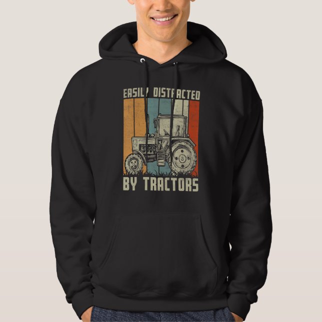 Enkelt utspridd av traktorernas Retro-jordbrukare Hoodie (Framsida)