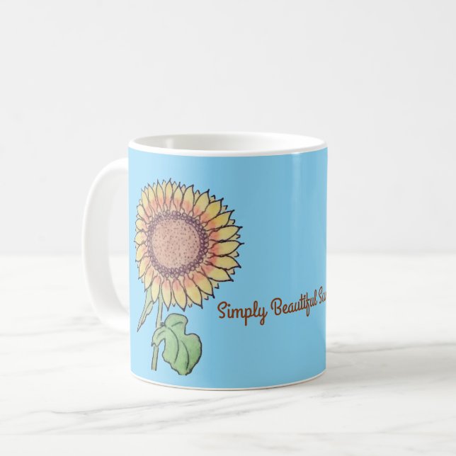 Enkelt Vacker Solros Kaffemugg (Framsida vänster)